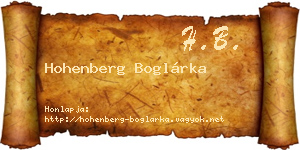 Hohenberg Boglárka névjegykártya